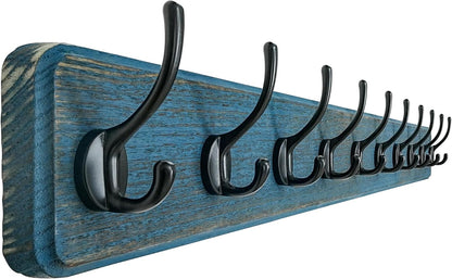 Dseap Coat Rack Wall: 38-1/4" Long, Patented, Heavy-Duty, 10-Double-Hooks Wooden Wall Mounted Coat