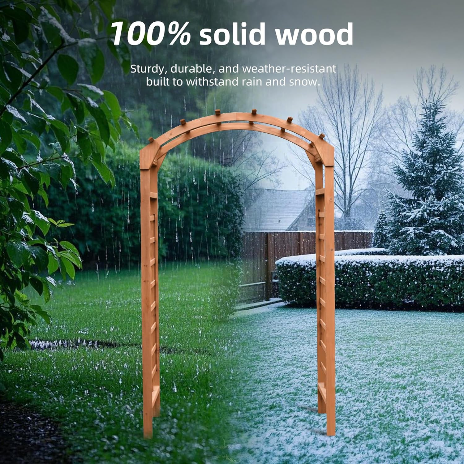 Solid Fir Wooden Garden Arch Premium Outdoor Trellis for Climbing Plants, 84.5”H×49.37”W×23.5’’D