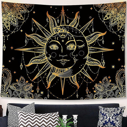 Lunerfex Hippie Sun and Moon Tapestry Bohemian Tapestry Aesthetic Cute Tapestries for Bedroom and