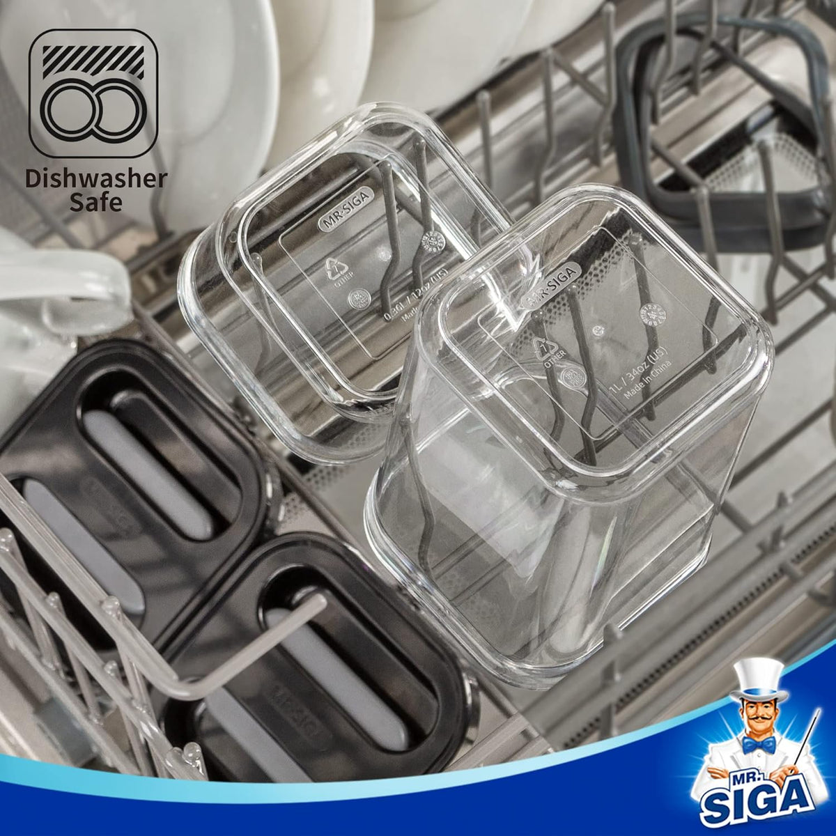 MR.SIGA 6 Piece Airtight Food Storage Container Set, BPA Free Kitchen Pantry Organization
