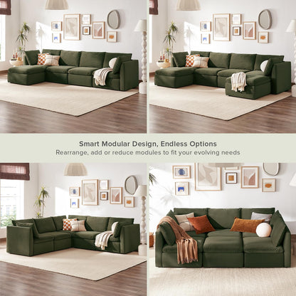 mopio Oversized Modular Sectional Sofa with Fully Removable Covers and Storage, Convertible U