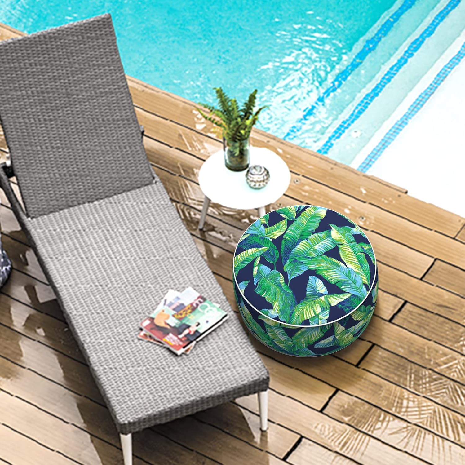 LVTXIII Inflatable Stool Ottoman Footrest with Handle, All Weather Foot Rest, Indoor or Outdoor Use