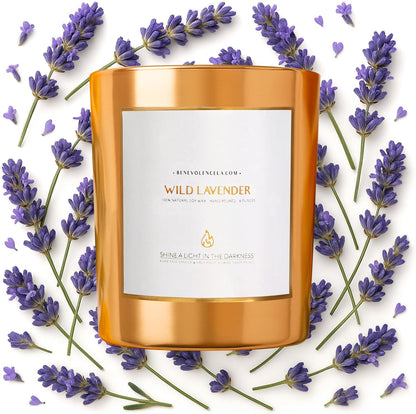 Benevolence LA Wild Lavender Wood Wick Candles | Soy Scented Candles for Home | Gifts for Women and