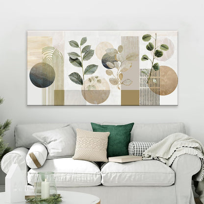 Boho Green Wall Art Mid Century Canvas Wall Art Decor Set Bohemian Abstract Wall Decor Modern