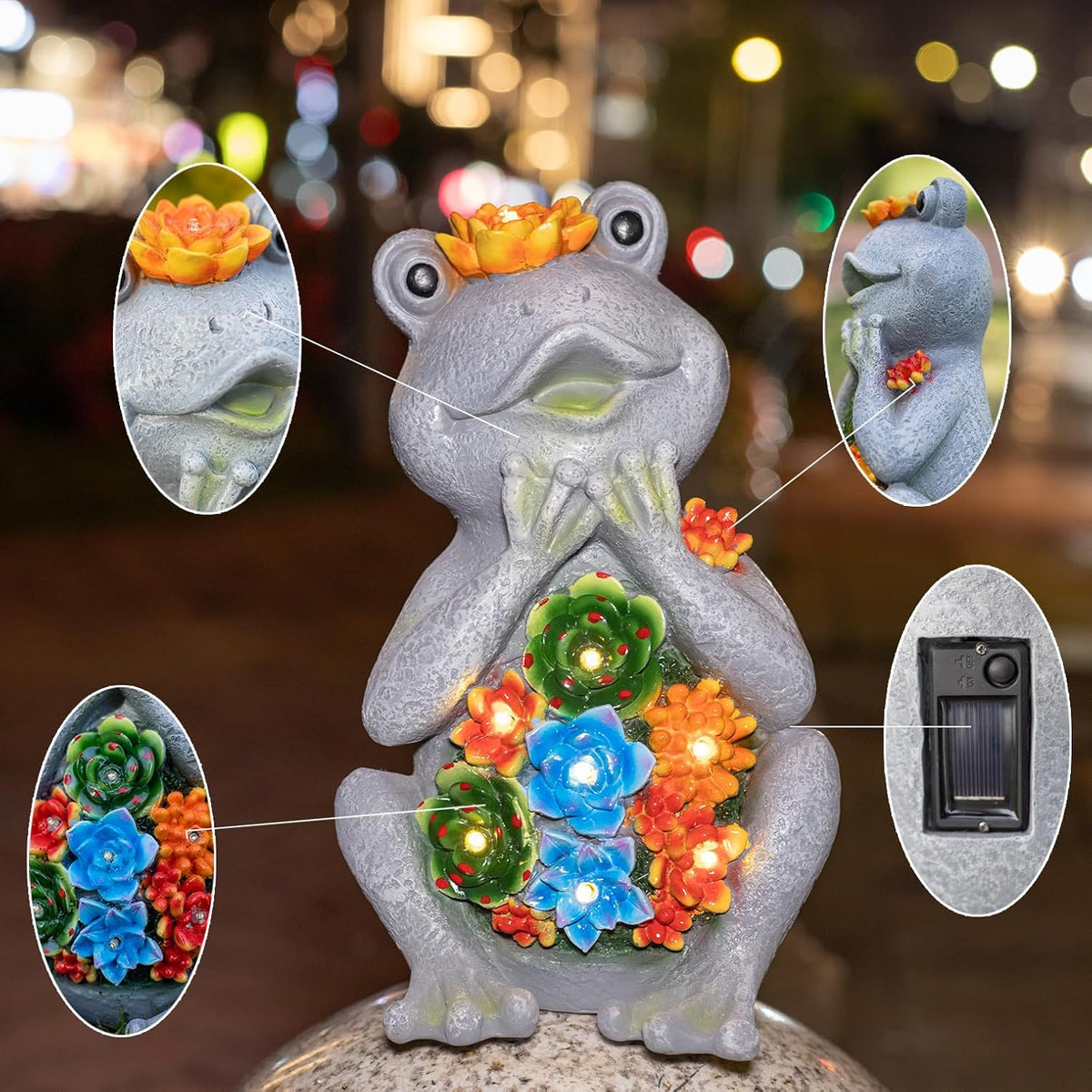 Frog Solar Figurine Light Statue Outdoor Gardening Gifts Decoration Garden Frogs Yard Decor Lamp