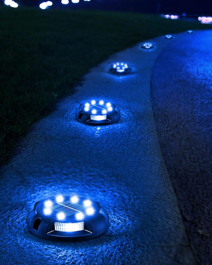 Biling Solar Pathway Lights Outdoor Uplight Sidelight, 12 Packs Blue Bright Solar Ground Lights