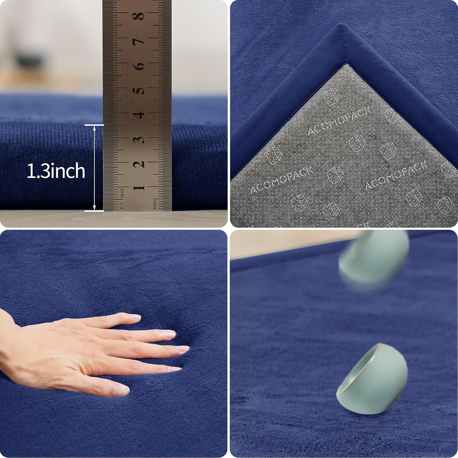 ACOMOPACK Baby Play Mat for Floor 1.3" Thick Memory Foam Play Mat 71"×79" Tummy Time Crawling with