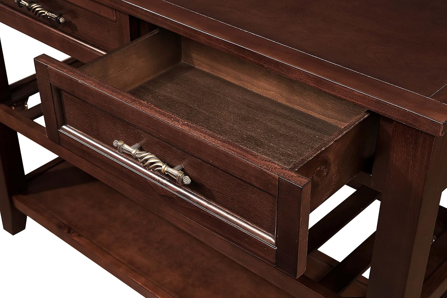 Solid Wood Console Table Sofa Tables with Drawers and Shelves Small Entryway Table for Living
