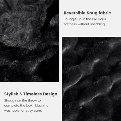 Cozy Bliss Faux Fur Throw Blanket for Couch, Fuzzy Soft Plush Thick Bubble Blanket for Sofa Bedroom