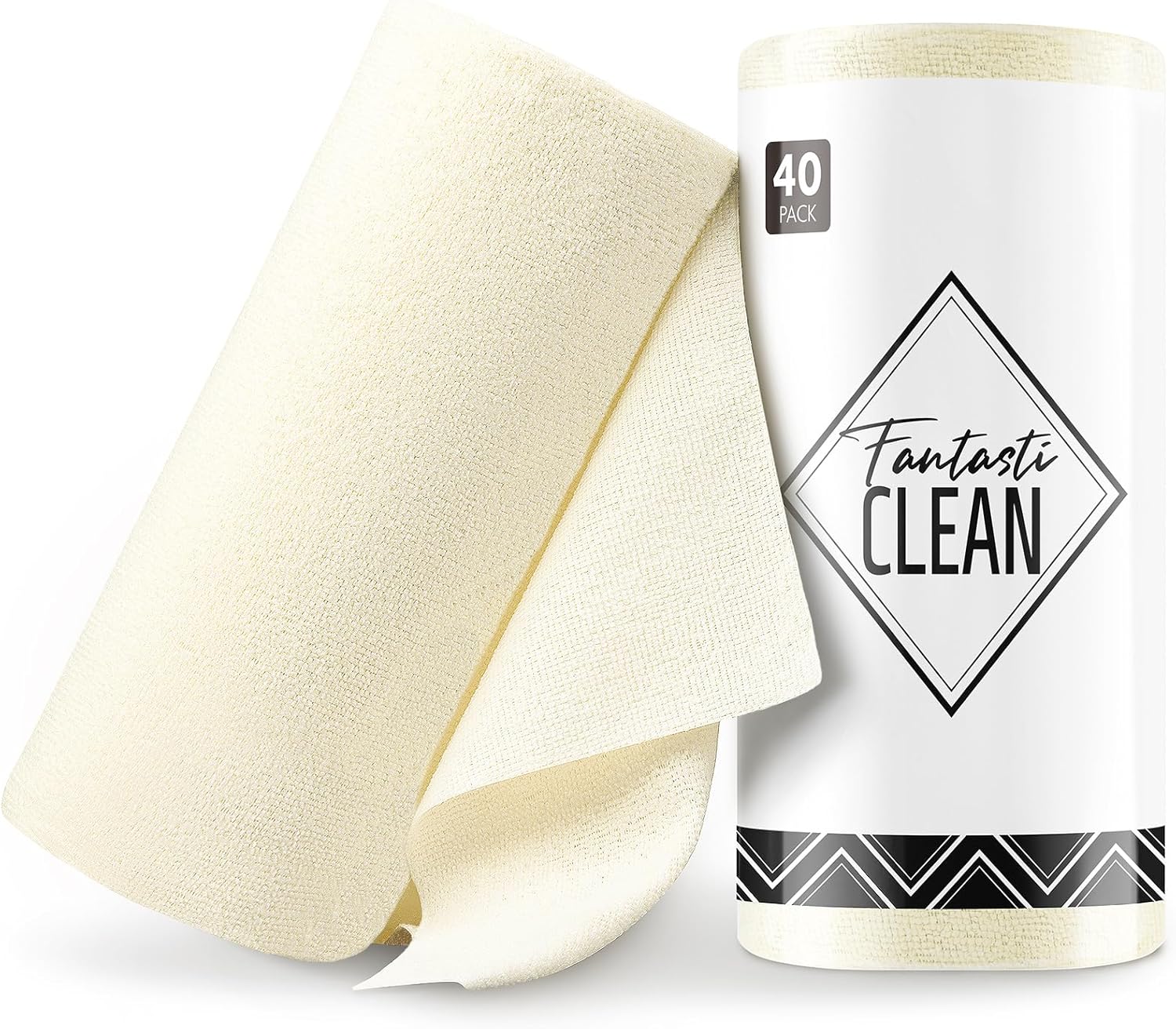 Fantasticlean Microfiber Cleaning Cloth Roll -40 Pack, Tear Away Microfiber Towels, 12" x 12"