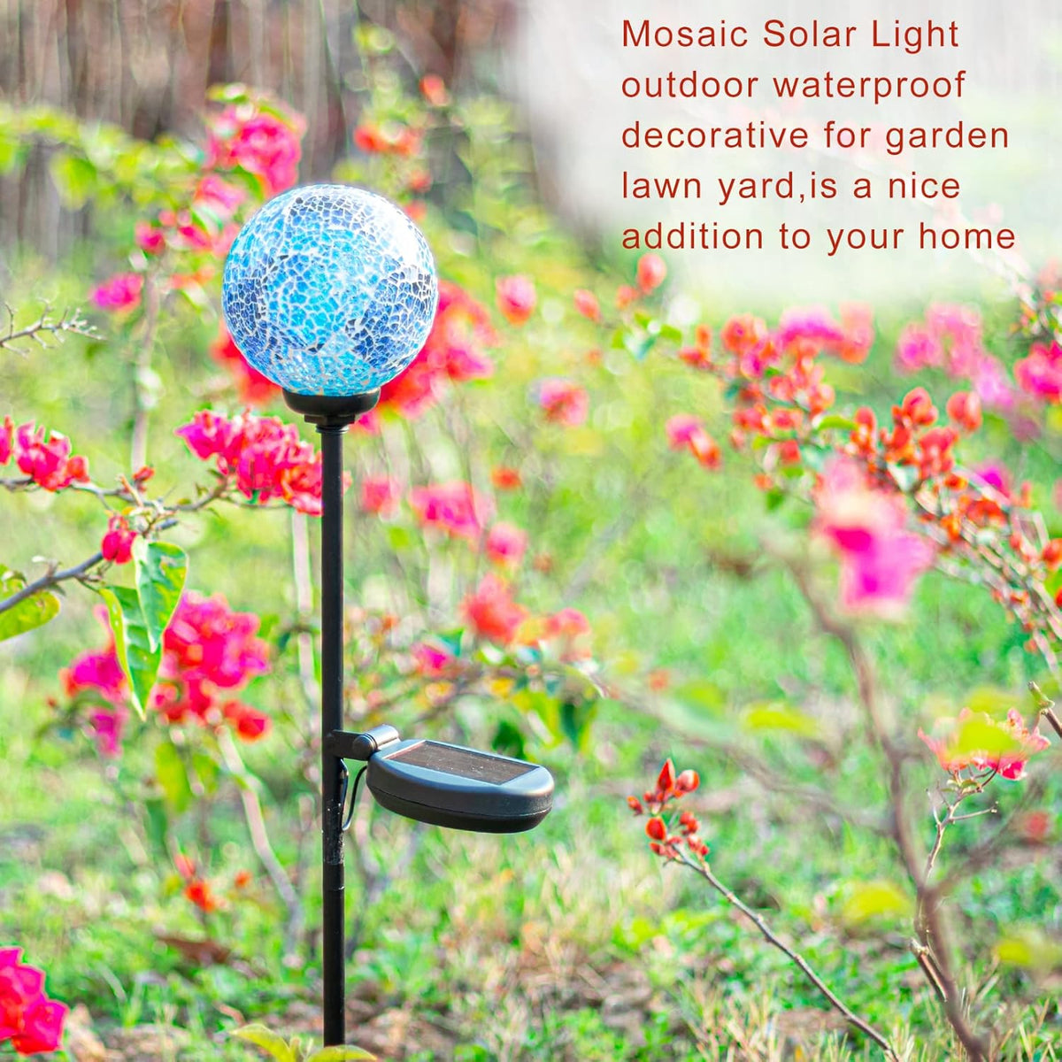 VCUTEKA Solar Lights Outdoor Decorative - Mosaic Solar Garden Stakes Light Waterproof LED Light for