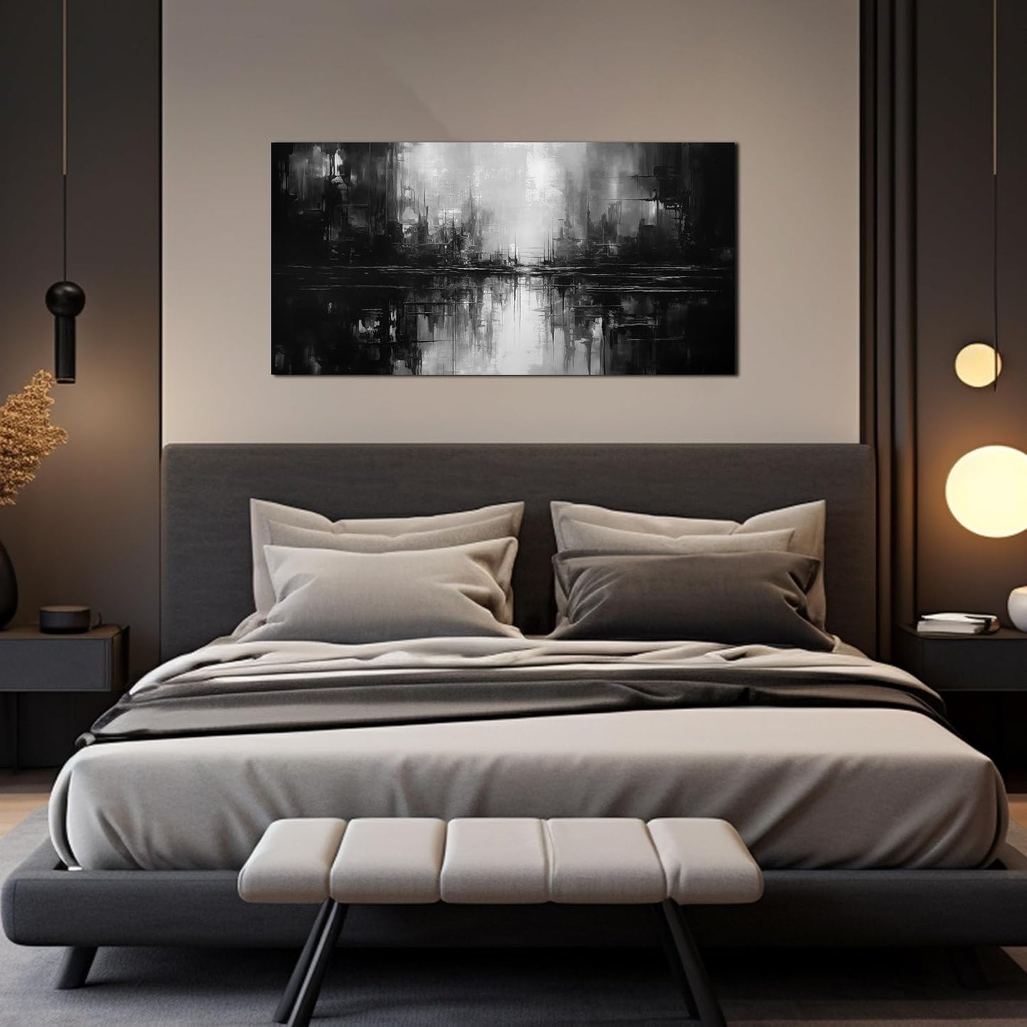 Abstract Wall Pictures for Living Room,Black Art Paintings for Wall Office Wall Art Bedroom Wall