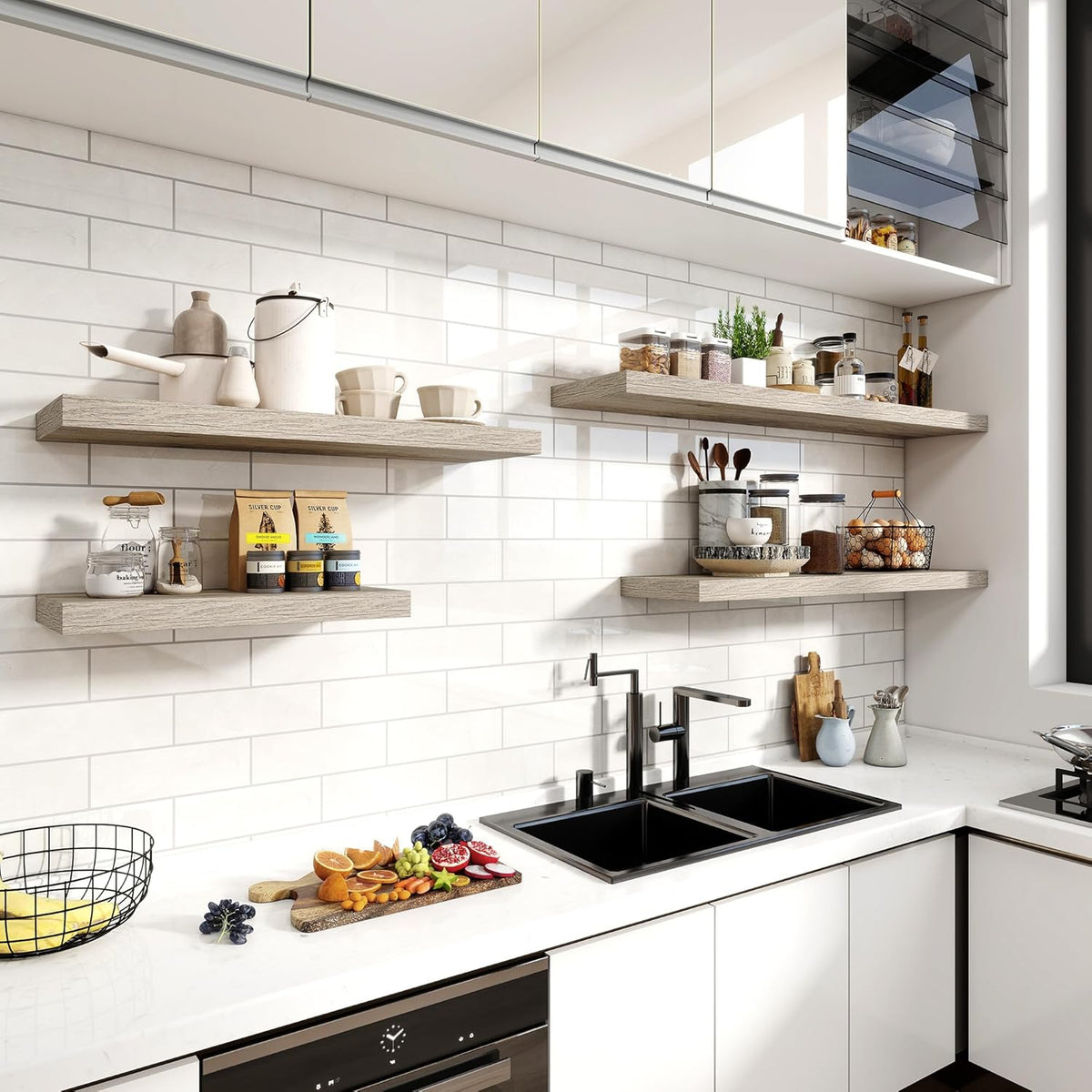 24 Inch Floating Shelves, 11.6 Inch Deep Floating Shelves for Wall, Floating Shelf with Invisible