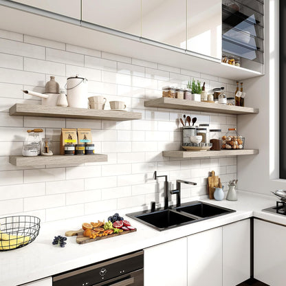 24 Inch Floating Shelves, 11.6 Inch Deep Floating Shelves for Wall, Floating Shelf with Invisible