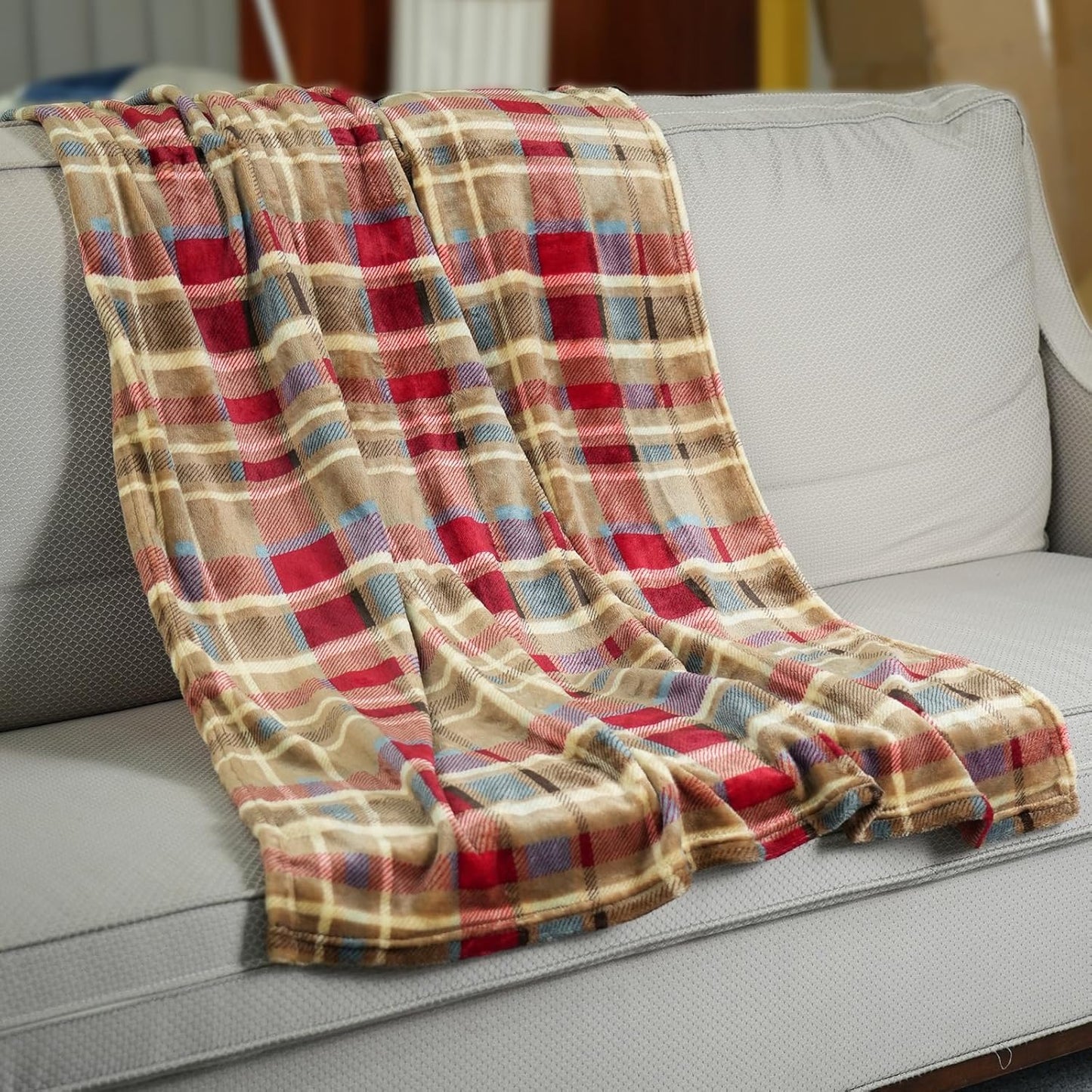 MERRYLIFE Throw Blanket Plaid| Ultra-Plush Soft Colorful | Decorative Couch Travel Love Urban Throw