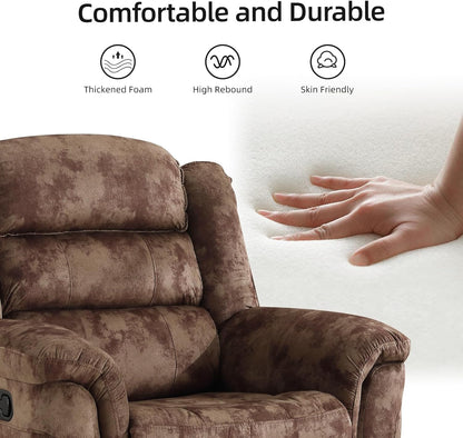 EBELLO Manual Recliner Chair, Soft Fabric Recliner Sofa with Overstuffed Armrest and Backrest for