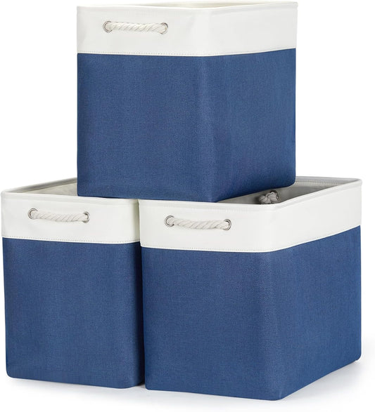 Bidtakay Extra Large Storage Baskets for Shelves 3 Pack Fabric Storage Bins for Organizing Linen