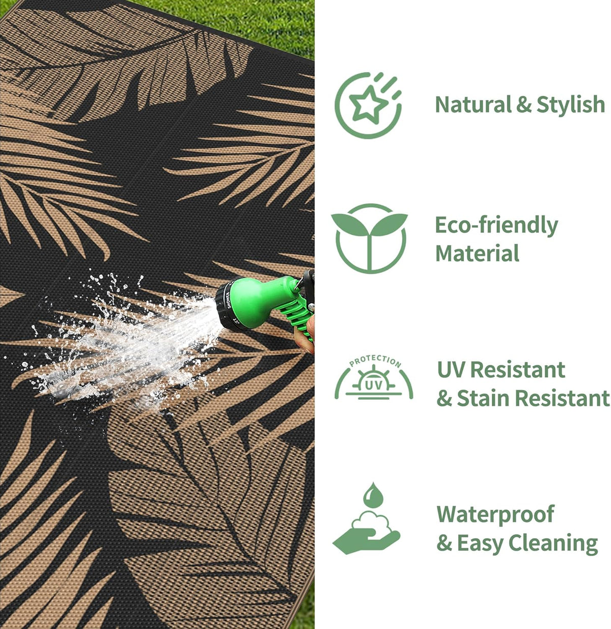 GENIMO Outdoor Rug 2.5' x 8' Waterproof for Patios Clearance, Reversible Outdoor Plastic Straw