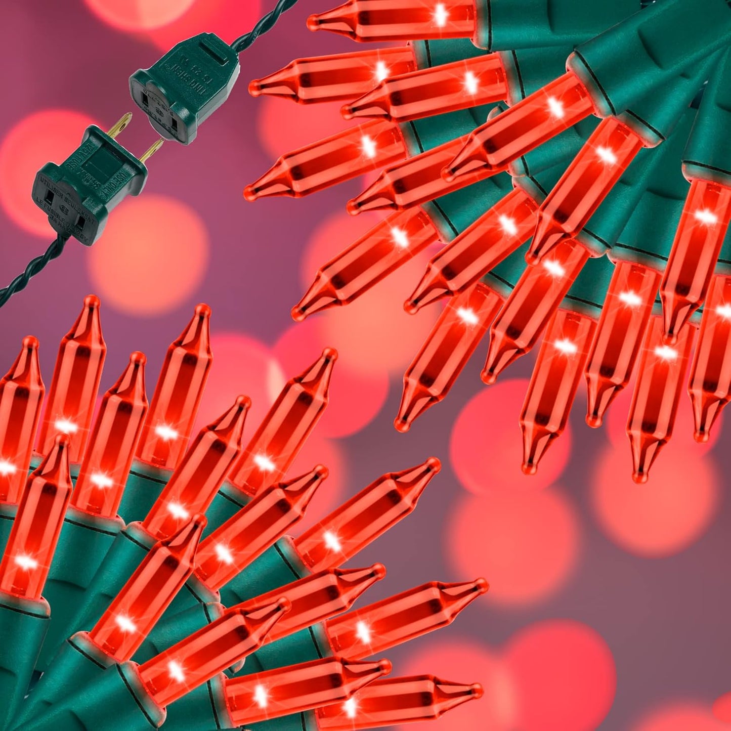 150LIGHTS RED Extra-Bright with End Connectors Christmas Decorative Lights 9.72m UL Certified Mini