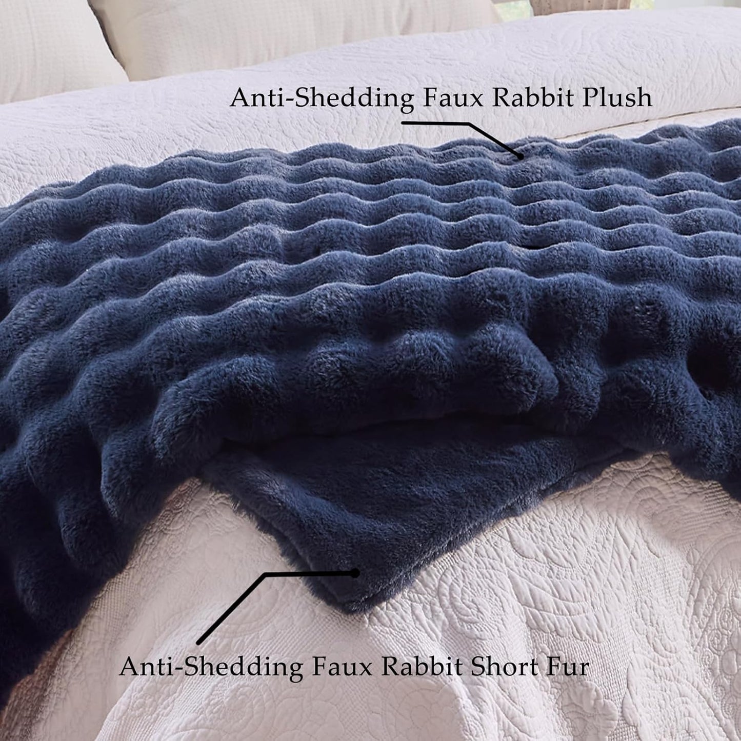 BENVWE Fluffy Faux Fur Throw Blanket for Couch, Soft Plush Thick Cozy Fuzzy Luxury Minky Bubble