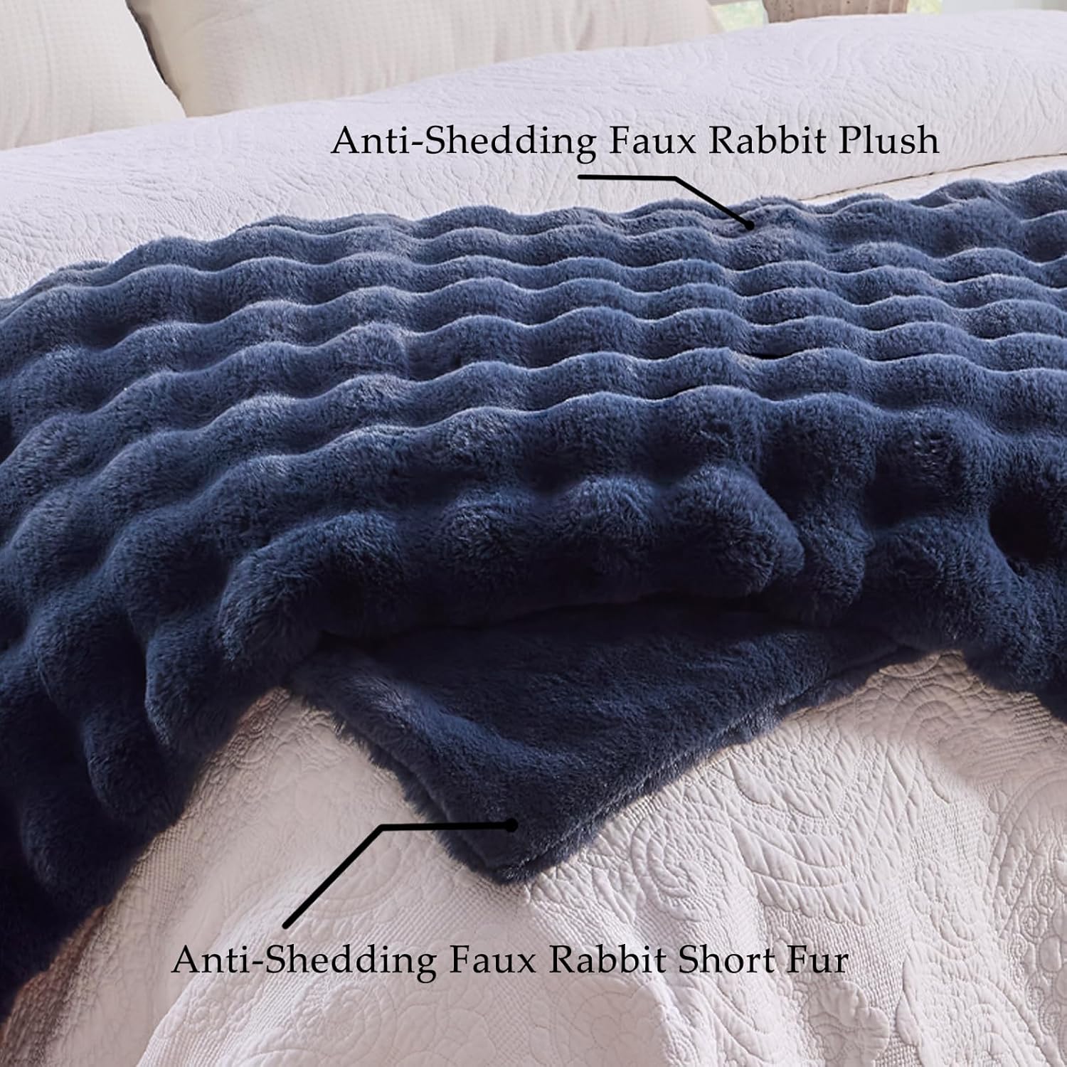 BENVWE Fluffy Faux Fur Throw Blanket for Couch, Soft Plush Thick Cozy Fuzzy Luxury Minky Bubble