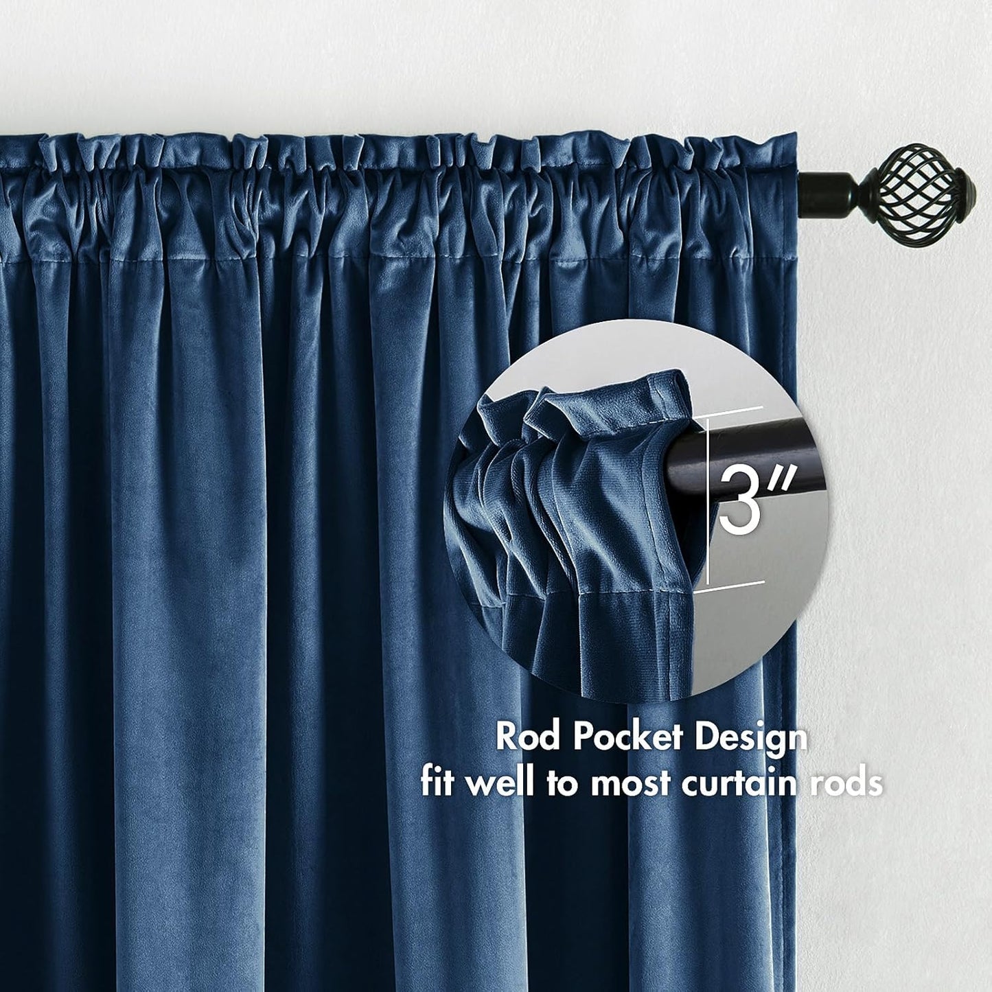 MIULEE Velvet Blackout Curtains Navy Blue Thermal Insulated Drapes for Bedroom Living Room