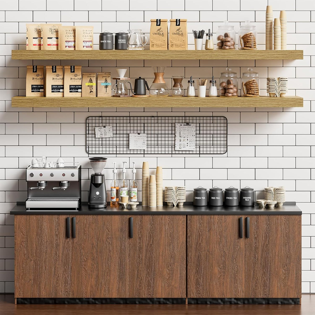 Heimlove 55 Inch Long Floating Shelves for Wall,9.3" Deep Oak Floating Shelves Set of 2,Large