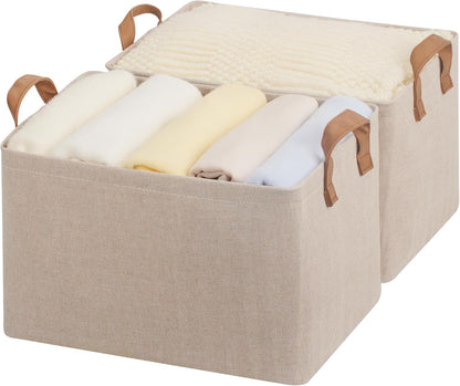StorageWorks Storage Bins, Fabric Storage Bins for Shelves, Large Storage Baskets with Metal Frame