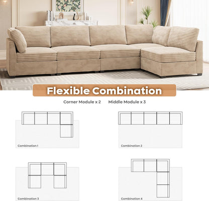 ovios Sectional Sofa Couch with L-Shape Chaise Oversized, Comfy Modular Cloud Couches with Deep