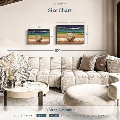 ElephantStock Baseball In Stadium Wall Art - Horizontal Framed Canvas - 1-Piece Living Room Wall