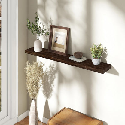 Fun Memories Rustic Elm Wood Floating Shelves for Wall, 48" Floating Shelf Wall Mounted, Long