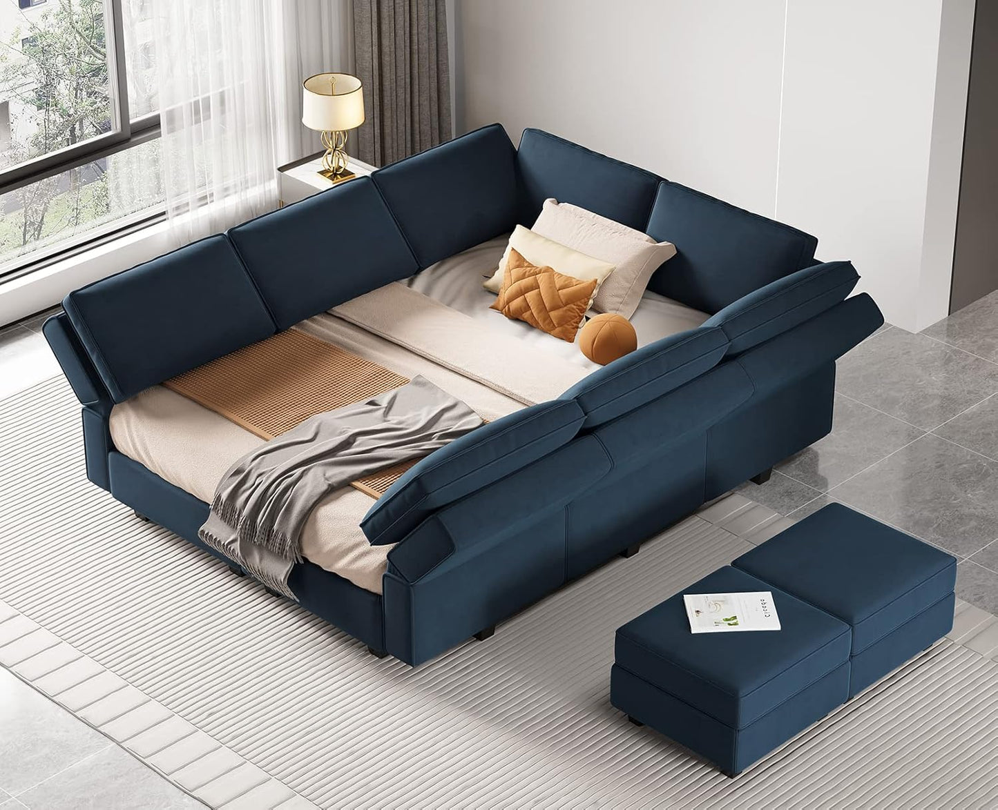 Belffin Modular Sectional Sofa with Storage Chaises Sectional Sleeper Sofa Couch 8 Seat Sectional