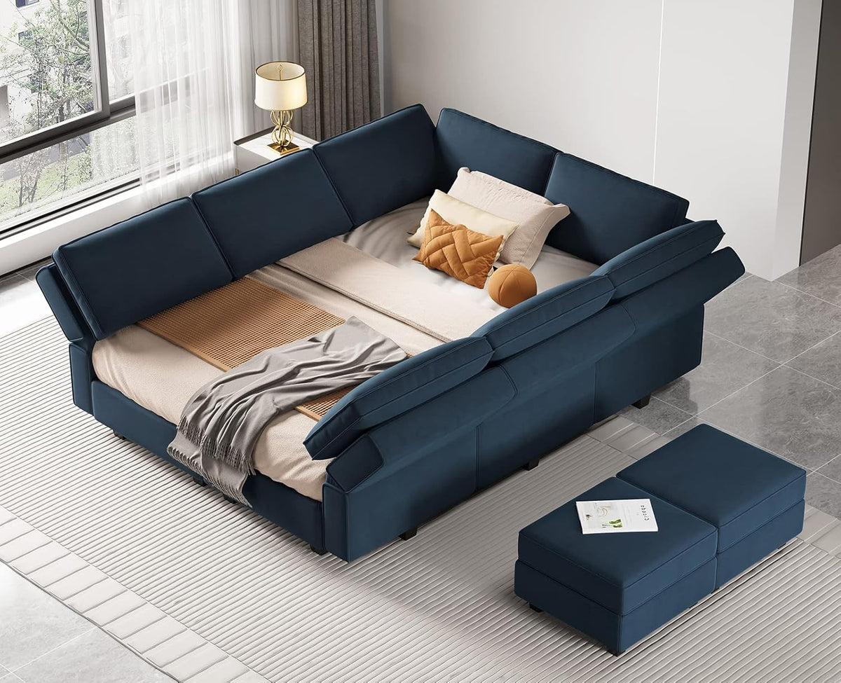 Belffin Modular Sectional Sofa with Storage Chaises Sectional Sleeper Sofa Couch 8 Seat Sectional
