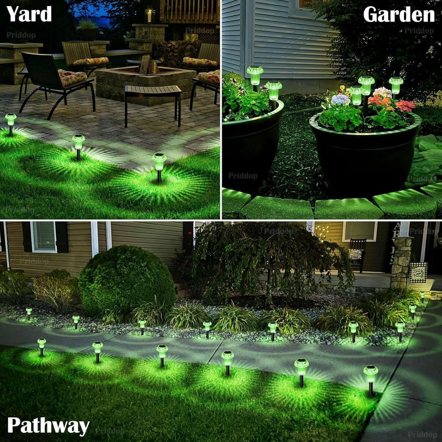 Halloween Solar Lights Outdoor 8 Pack Green LED Waterproof Mushroom Outside Lights for Yard Garden