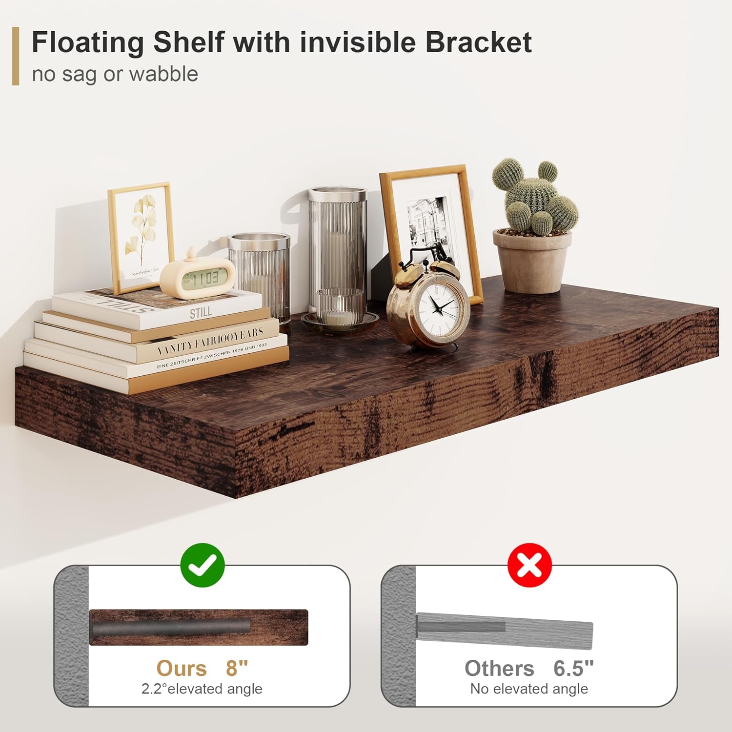 Heimlove Bathroom 12'' Deep Floating Shelves for Wall - Shelf Over Toilet Wall Mounted Farmhouse 24
