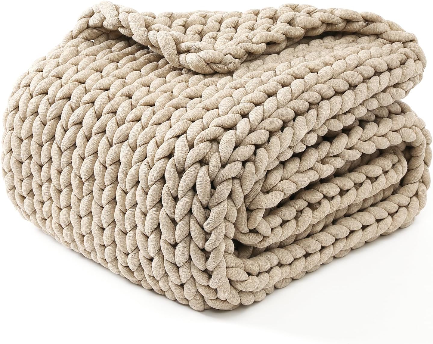 YnM Chunky Throw Blanket, Medium-Weight, Hand Knitted, Skin Friendly, Ventilated and Breathable