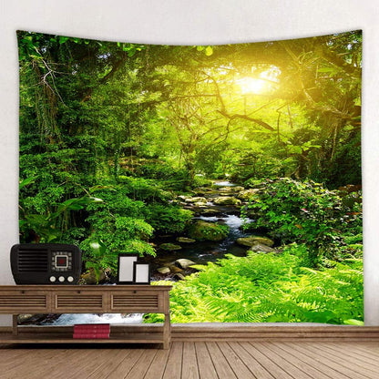 Llamazing Forest Tapestry - Home Decor Landscape for Living Room & Bedroom (Forest Creek