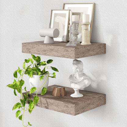 Deep Floating Shelves for Wall | 16 Inch Wide x 12 Inch Deep Floating Shelves Set of 2 | Rustic