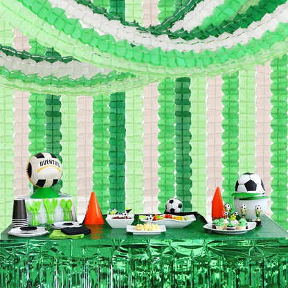 Green-White Party Decorations Streamers Garland - 157Ft Four-Leaf Clover Hanging Banner, Jungle