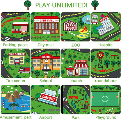 Kids Carpet Playmat Rug 4 x 6 ft Player Car Rug, City Life Traffic Road Map Mat Educational Game