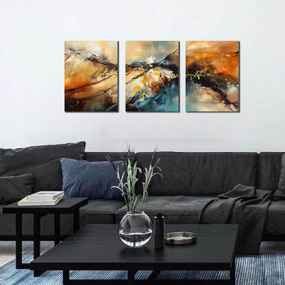 HUBOSKN Abstract Canvas Wall Art for Living Room - Modern Pictures for Office Wall Decor - 3 Piece