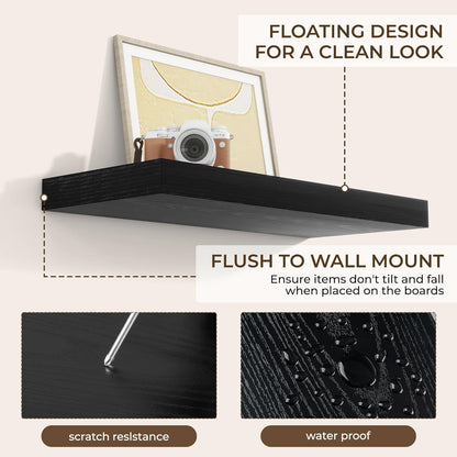 RICHFOCUS 24Inch Floating Shelves for Wall 2 Pack Shelves for Bedroom|Kitchen|Bathroom Wall Mounted