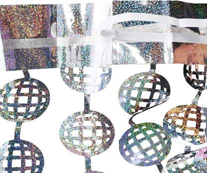 BRAVESHINE Hanging Balls Party Streamers Backdrop - 2 Pack Silver Tinsel Foil Curtain Photo Fringe