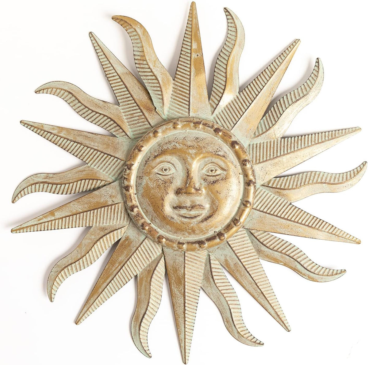 TICKCACY Metal Sun Wall Art Decor Sculpture, 3D Sun Wall Art Decoration Hanging for Outdoor Indoor