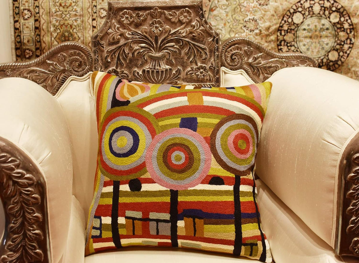 Hundertwasser Modern Pillow Cover Beloved Gardens Accent Outdoor Pillows Art Deco Couch Cushion
