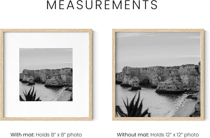 HAUS AND HUES Square Picture Frames Set - 15 Wooden Frames, 12x12 with Mat, Beige Oak Finish