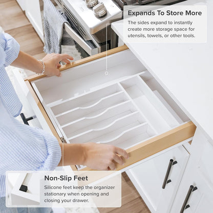 Premium Silverware, Flatware and Utensil Organizer for Kitchen Drawers, Food-Safe Contract Grade