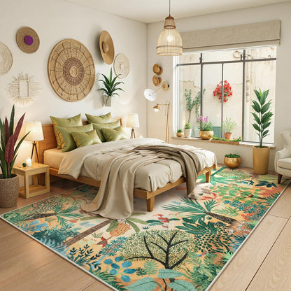 LIVEBOX Large 9x12 Forest Area Rug for Living Room, Soft Washable Sun Yellow Rugs for Bedroom, Non