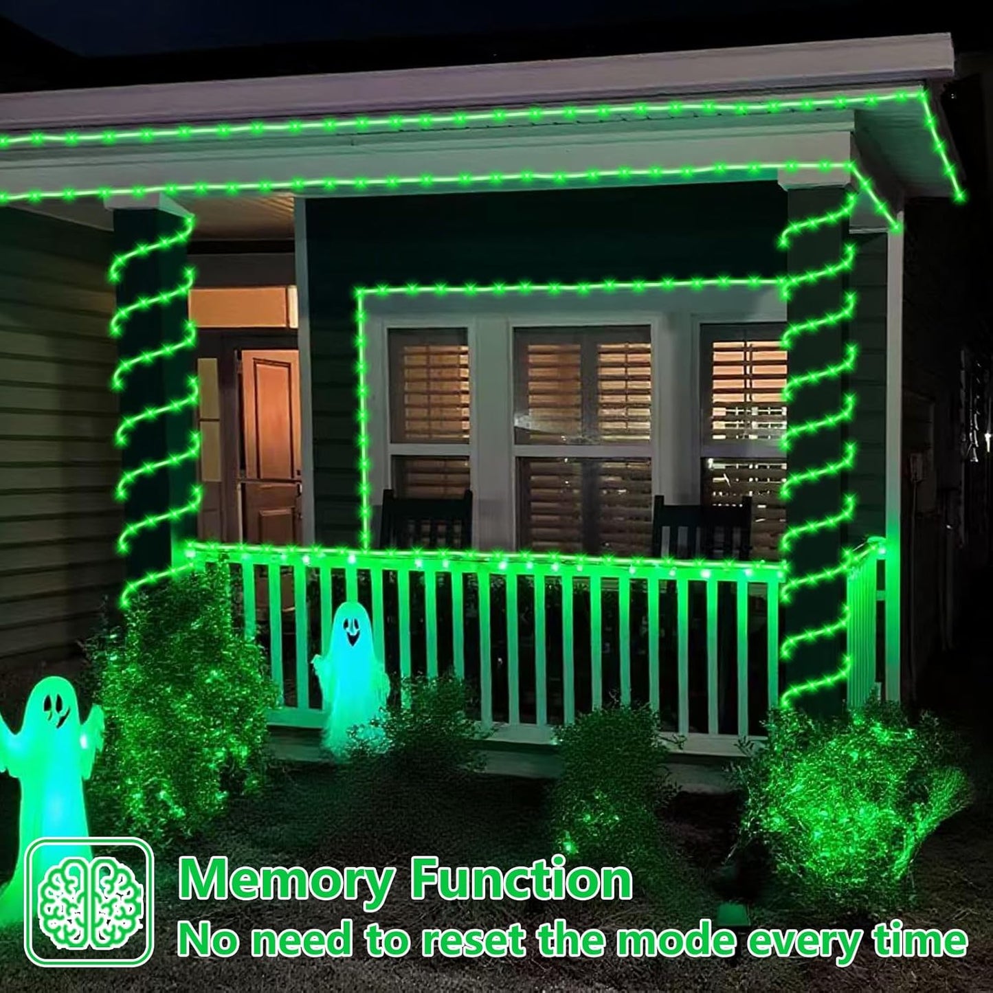 YEGUO 2 Packs Each 33ft 100 LED Solar Rope Lights Outdoor Waterproof, Green String Lights for