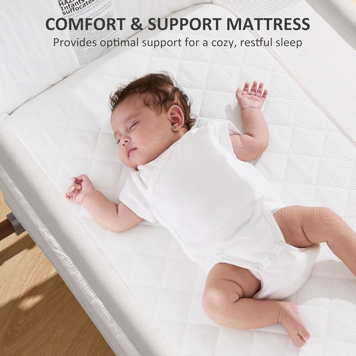 3 in 1 Baby Bassinet, Rocking Bassinet, Bedside Bassinet, 6-Height Adjustable, Bassinet Bedside